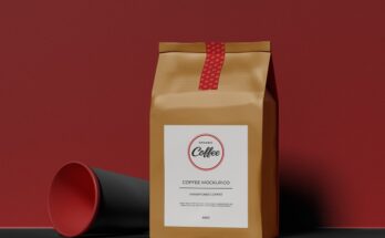 Coffee Bag With Cup Mockup