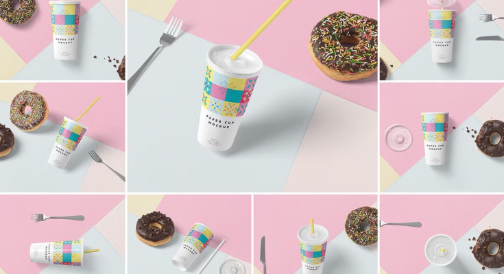 Long Disposable Paper Cup Mockups